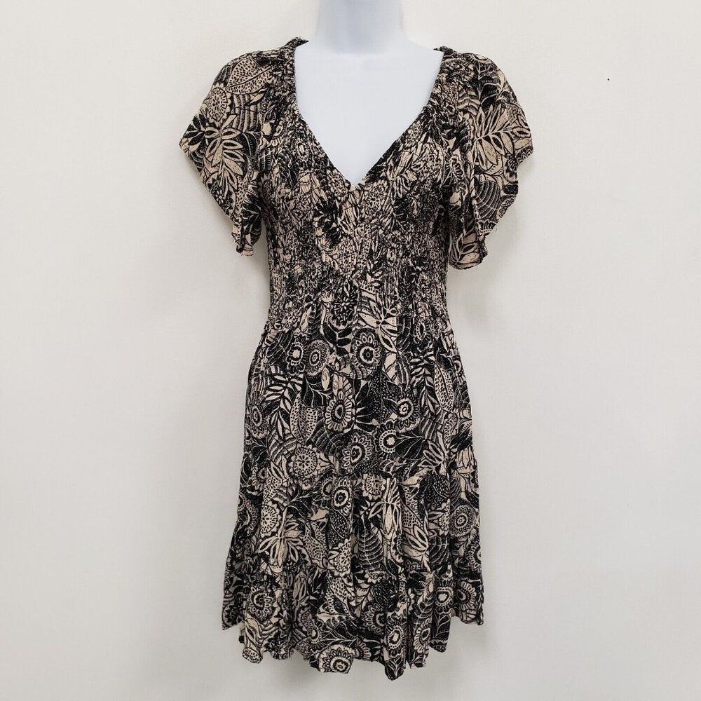 Angie Black and Cream Patterned Mini Dress